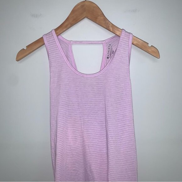 Athleta Essence Texture Tie Back Tank Top  Size Extra Small Lilac Purple Striped - Picture 3 of 7